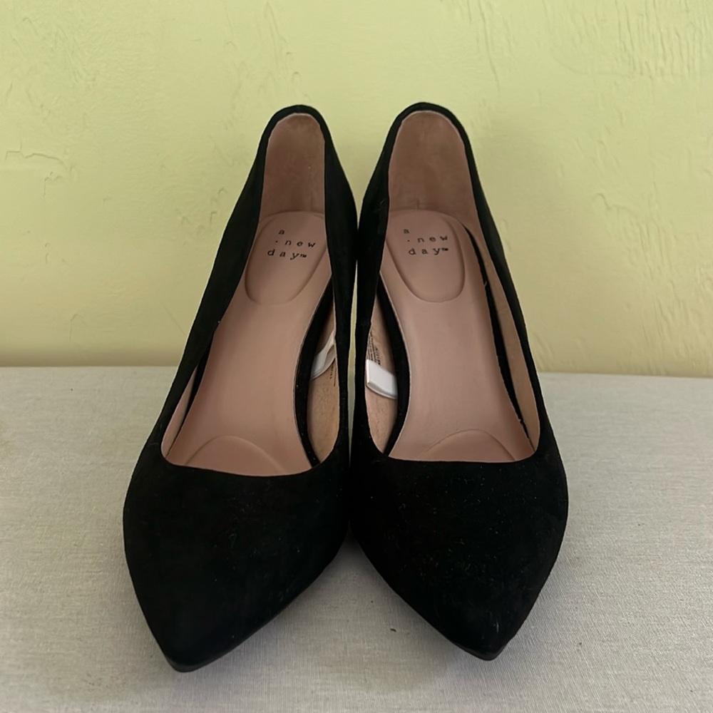 A New Day Target Black Stiletto heels pumps 7 “suede” look - worn once
